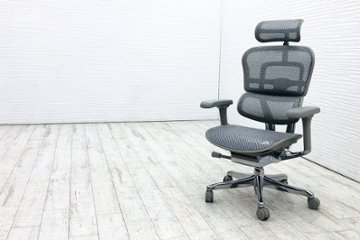 【未使用品】 自社保証有 エルゴヒューマンプロ2 中古 ヘッドレスト付き ergohuman PRO2 HIGH Type 中古オフィス家具 GYフレーム ホワイトメッシュの画像