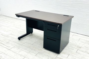 新品デスク 新品机 片袖机 片袖デスク スチールデスク 事務机 オフィスデスク 中古オフィス家具 1200/700/700 BR/BK/BKの画像