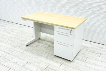 新品デスク 新品机 片袖机 片袖デスク スチールデスク 事務机 オフィスデスク 中古オフィス家具 1200/700/700 NA/WH/WHの画像