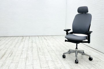 リープチェア 中古 V2 スチールケース ヘッドレスト付き Steelcase Leap 中古オフィス家具 グレーの画像