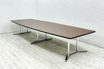 オカムラ ラティオ 中古 舟形 大型会議テーブル 幅4000 ミーティングテーブル 会議机 中古オフィス家具 4000/1400/720の画像