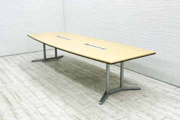 オカムラ ラティオ  中古 幅3200 RATIO大型会議テーブル ミーティングテーブル 舟形天板 中古オフィス家具 3200/1200/720の画像