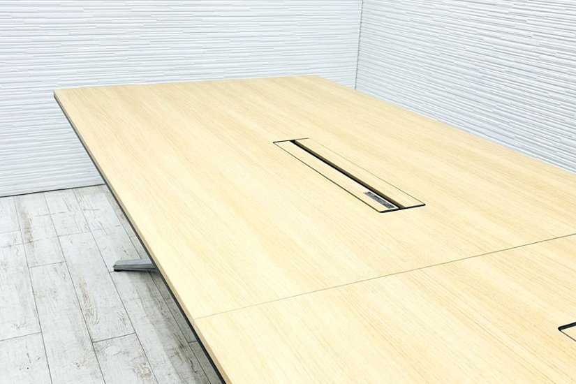 オカムラ ラティオ 中古 幅3600 大型会議テーブル ミーティングテーブル 会議机 四角天板 中古オフィス家具 3600/1200/720画像