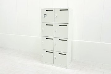 オカムラ 8人用ロッカー 中古 モバイルロッカー メール投函口 中古オフィス家具 900/450/1810 ホワイト ダイヤル錠の画像