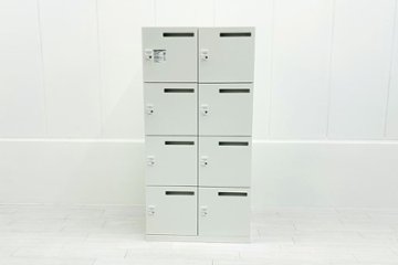 オカムラ 8人用ロッカー 中古 モバイルロッカー メール投函口 中古オフィス家具 900/450/1810 ホワイト ダイヤル錠画像