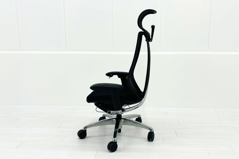 オカムラ サブリナチェア 中古 スマートオペレーション ヘッドレスト 中古オフィス家具 ブラック Sabrina Smart Operation画像