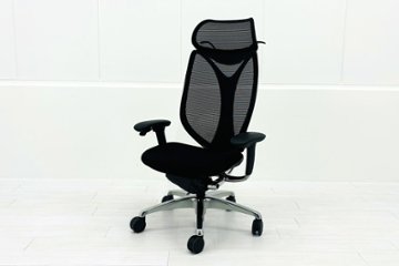 オカムラ サブリナチェア 中古 スマートオペレーション ヘッドレスト 中古オフィス家具 ブラック Sabrina Smart Operation画像