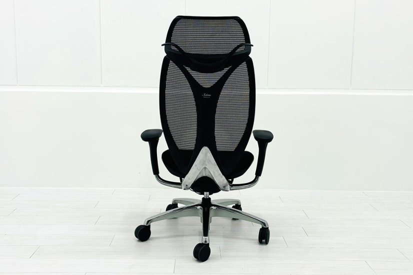 オカムラ サブリナチェア 中古 スマートオペレーション ヘッドレスト 中古オフィス家具 ブラック Sabrina Smart Operation画像