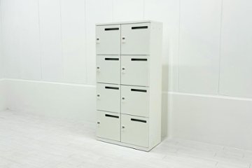 オカムラ レクトライン 8人用ロッカー 中古 モバイル収納 メール投函口 中古オフィス家具 900/450/1810 ホワイト ダイヤル錠の画像