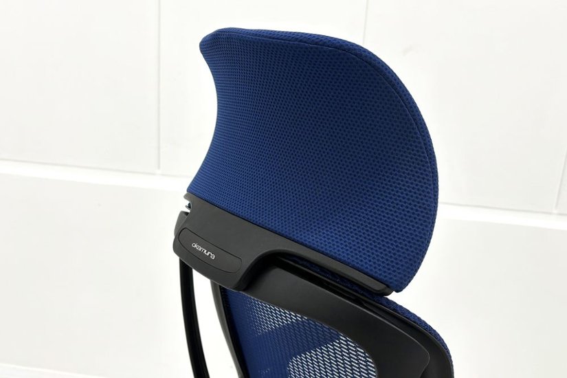 オカムラ シルフィーチェア 中古 2019年製 エクストラハイバック 可動肘 OKAMURA Sylphy 中古オフィス家具 ミディアムブルー画像