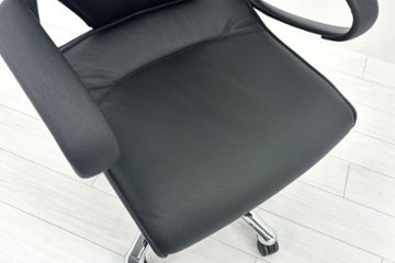  Wilkhahn Modus ウィルクハーン モダスチェア 中古 エグゼクティブチェア マネジメントチェア ブラック 中古オフィス家具 本革張り レザー画像