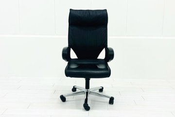  Wilkhahn Modus ウィルクハーン モダスチェア 中古 エグゼクティブチェア マネジメントチェア ブラック 中古オフィス家具 本革張り レザー画像