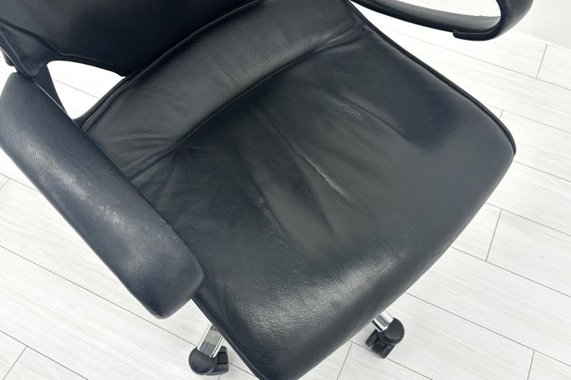  Wilkhahn Modus ウィルクハーン モダスチェア 中古 エグゼクティブチェア マネジメントチェア ブラック 中古オフィス家具 本革張り レザー画像