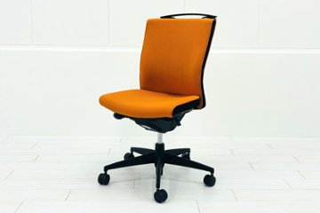 コクヨ プントチェア 中古 ローバック 肘無 KOKUYO クッション 中古オフィス家具 中古オフィスチェア オレンジ画像