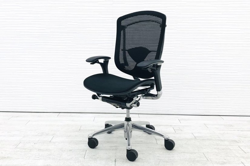 OKAMURA Contessa コンテッサチェア 中古 オカムラ メッシュ ブラック 中古オフィス家具 オフィスチェア ポリッシュフレーム画像