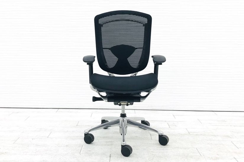 OKAMURA Contessa コンテッサチェア 中古 オカムラ メッシュ ブラック 中古オフィス家具 オフィスチェア ポリッシュフレーム画像