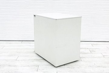 イトーキ CZRシリーズ 2段ワゴン 中古 キャビネット 収納家具 袖机 脇机 ホワイト ワゴン2段 中古オフィス家具 シリンダー錠画像