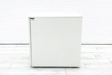 イトーキ CZRシリーズ 2段ワゴン 中古 キャビネット 収納家具 袖机 脇机 ホワイト ワゴン2段 中古オフィス家具 シリンダー錠画像