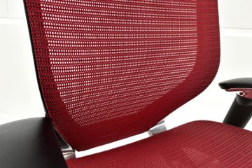 バロンチェア 中古 オカムラ Baron 可動肘 ハイバック 中古オフィス家具 中古オフィスチェア 事務椅子 メッシュチェア レッド画像