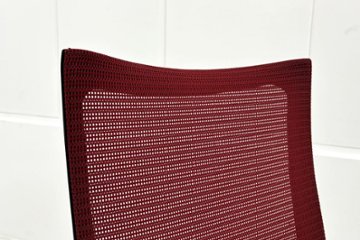 バロンチェア 中古 オカムラ Baron 可動肘 ハイバック 中古オフィス家具 中古オフィスチェア 事務椅子 メッシュチェア レッド画像