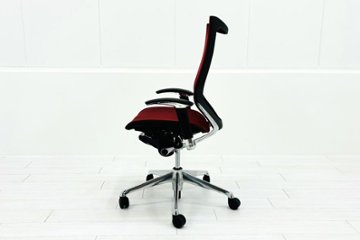 バロンチェア 中古 オカムラ Baron 可動肘 ハイバック 中古オフィス家具 中古オフィスチェア 事務椅子 メッシュチェア レッド画像