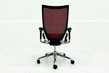 バロンチェア 中古 オカムラ Baron 可動肘 ハイバック 中古オフィス家具 中古オフィスチェア 事務椅子 メッシュチェア レッド画像