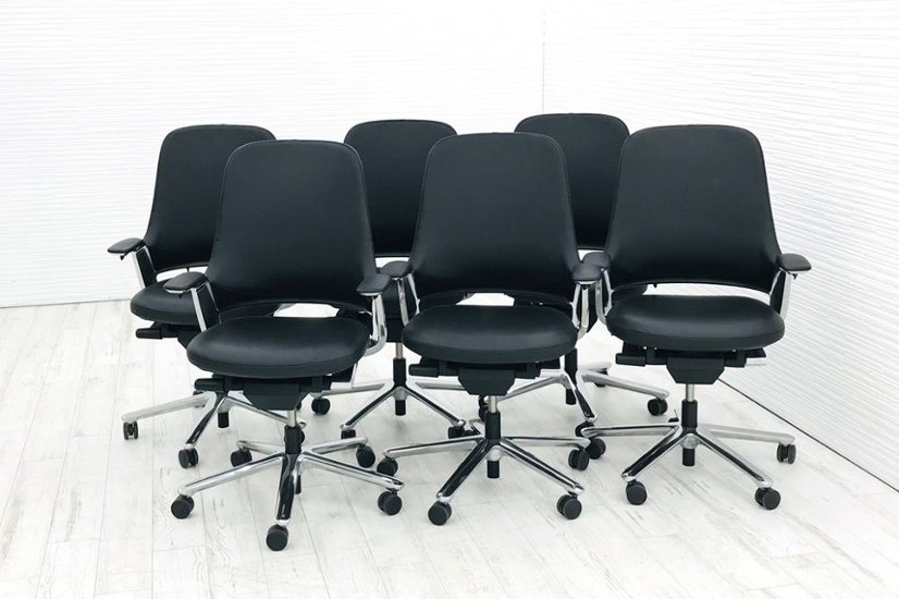 【ポリッシュ脚ピカピカ磨き有！】レオニスチェア LEONIS イトーキ 中古 2020年製 【6脚セット】 役員チェア ハイバック エグゼクティブチェア 中古オフィス家具 レザー画像