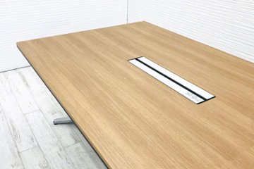 【ポリッシュ脚ピカピカ磨き有！】オカムラ ラティオ 中古 会議テーブル 幅3200 ミーティングテーブル 大型会議机 中古オフィス家具 ネオウッドミディアム 3200/1200/720画像