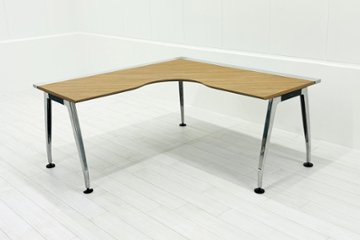 【ポリッシュ脚ピカピカ磨き有！】コクヨ サイビ 中古 L型デスク SAIBI L字デスク 木目天板 中古オフィス家具 1600/1600/720の画像