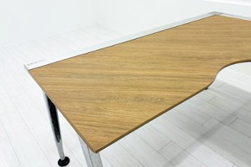 【ポリッシュ脚ピカピカ磨き有！】コクヨ サイビ 中古 L型デスク SAIBI L字デスク 木目天板 中古オフィス家具 1600/1600/720画像