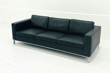 ウォルター・ノル フォスター ノール Knoll 3人掛けソファー 中古 中古オフィス家具 本革 レザー 2160/880/780の画像