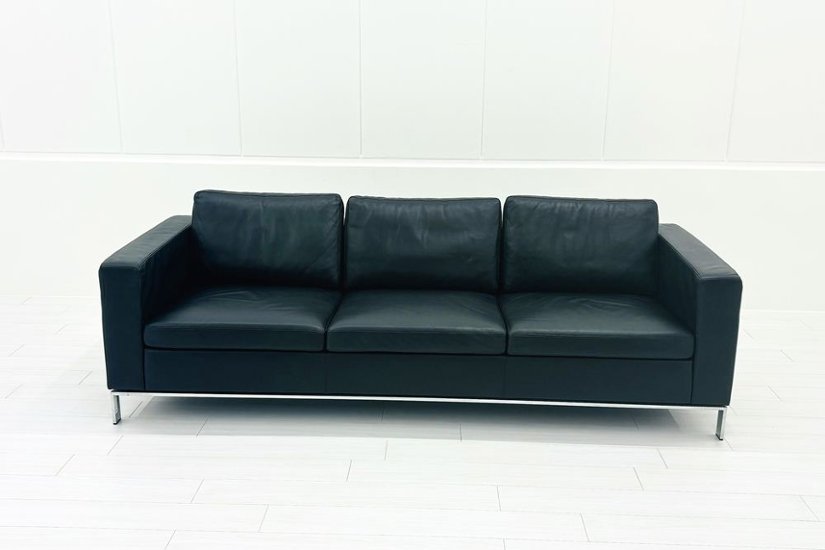 ウォルター・ノル フォスター ノール Knoll 3人掛けソファー 中古 中古オフィス家具 本革 レザー 2160/880/780画像