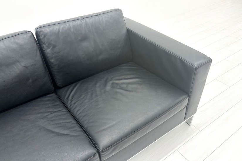 ウォルター・ノル フォスター ノール Knoll 3人掛けソファー 中古 中古オフィス家具 本革 レザー 2160/880/780画像