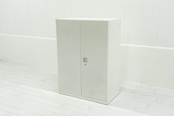 スチール書庫 ホワイト 両開き書庫 スチール 中古 オカムラ レクトライン キャビネット 中古書庫  中古オフィス家具 900/500/1250の画像