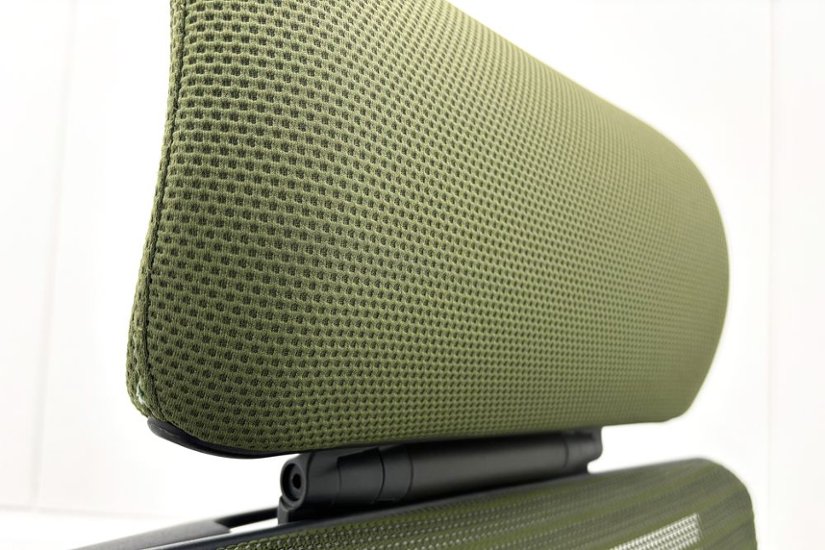 オカムラ コーラルチェア 中古 コーラル エクストラハイバック メッシュ 可動肘 ヘッドレスト付 中古オフィス家具 ダークグリーン画像