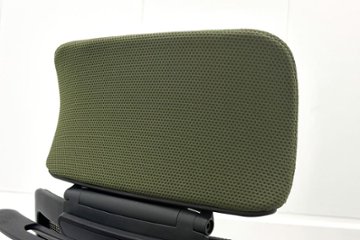 オカムラ コーラルチェア 中古 コーラル エクストラハイバック メッシュ 可動肘 ヘッドレスト付 中古オフィス家具 ダークグリーン画像