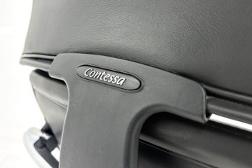【ポリッシュ脚ピカピカ磨き有！】オカムラ コンテッサ 中古 大型ヘッドレスト付 OKAMURA Contessa 中古オフィス家具 ブラック 革 レザー画像