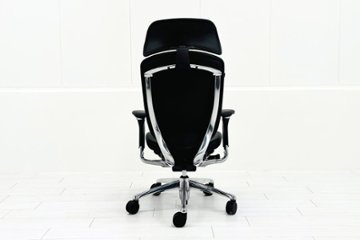 【ポリッシュ脚ピカピカ磨き有！】オカムラ コンテッサ 中古 大型ヘッドレスト付 OKAMURA Contessa 中古オフィス家具 ブラック 革 レザー画像
