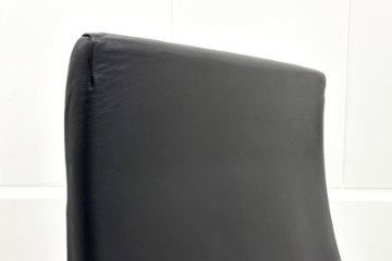 【ポリッシュ脚ピカピカ磨き有！】 ノール Knoll ノル リミックスチェア 中古 2020年製 ハイバック アルミループ肘 アルミミラー脚 ブラック レザー画像