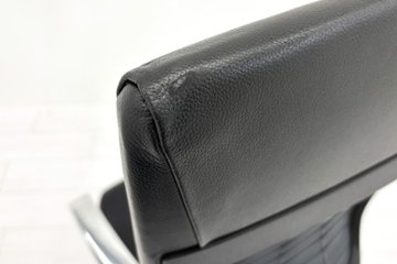 【ポリッシュ脚ピカピカ磨き有！】 ノール Knoll ノル リミックスチェア 中古 2020年製 ハイバック アルミループ肘 アルミミラー脚 ブラック レザー画像