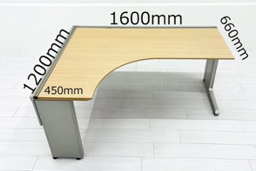 イトーキ 中古 L型デスク L字デスク 角テーブル L型机 L字机 中古オフィス家具 1600/1200/720 左ラウンド画像