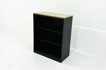 エスキャビネット イトーキ オープン書庫 スチール書庫 中古 スチール ブラック 中古オフィス家具 900/450/1130の画像