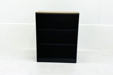 エスキャビネット イトーキ オープン書庫 スチール書庫 中古 スチール ブラック 中古オフィス家具 900/450/1130画像