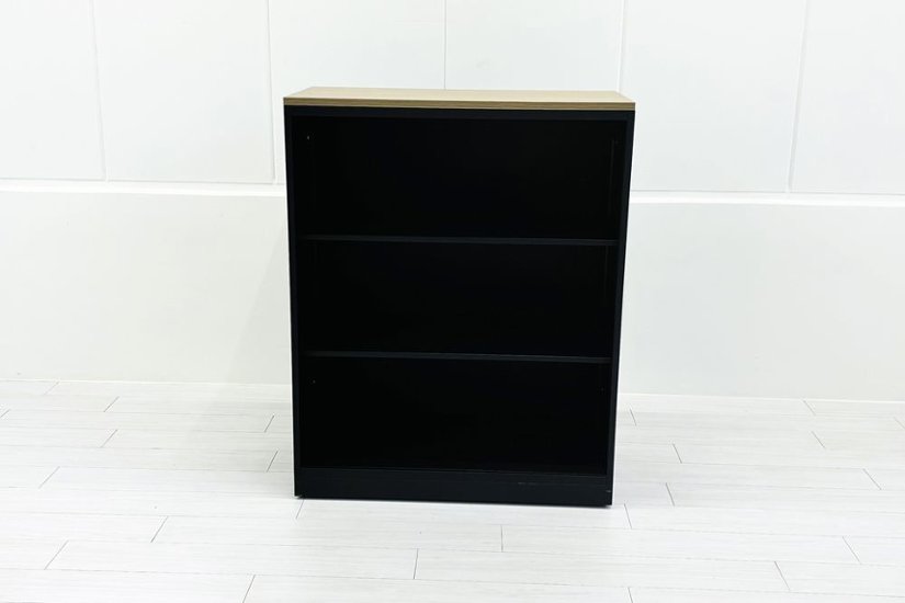エスキャビネット イトーキ オープン書庫 スチール書庫 中古 スチール ブラック 中古オフィス家具 900/450/1130画像