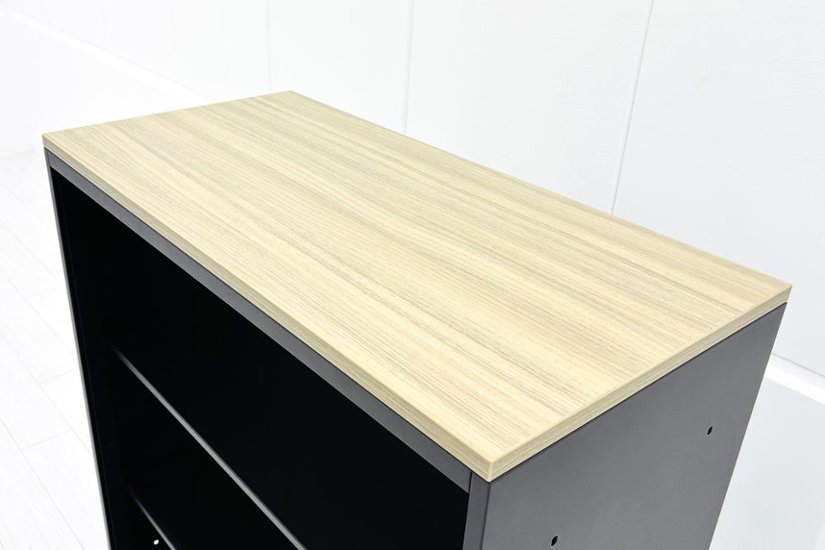 エスキャビネット イトーキ オープン書庫 スチール書庫 中古 スチール ブラック 中古オフィス家具 900/450/1130画像