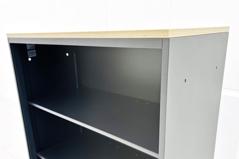 エスキャビネット イトーキ オープン書庫 スチール書庫 中古 スチール ブラック 中古オフィス家具 900/450/1130画像