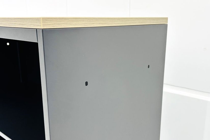 エスキャビネット イトーキ オープン書庫 スチール書庫 中古 スチール ブラック 中古オフィス家具 900/450/1130画像