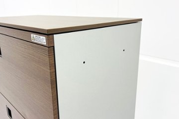 オカムラ レクトライン 3段ラテラル書庫 スチール 中古 キャビネット スチール書庫 中古オフィス家具 ネオウッドダーク シリンダー錠 900/450/1120画像