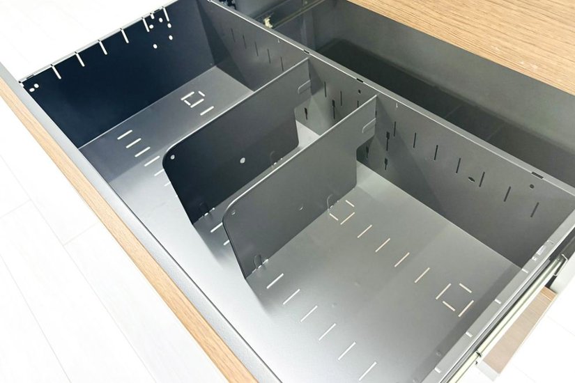 オカムラ レクトライン 3段ラテラル書庫 スチール 中古 キャビネット スチール書庫 中古オフィス家具 ネオウッドダーク シリンダー錠 900/450/1120画像
