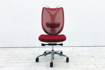 サブリナチェア 中古 オカムラ サブリナ Sabrina 2016年製 ハイバック メッシュ 中古オフィス家具 中古オフィスチェア C833BW-FSY9 レッド画像